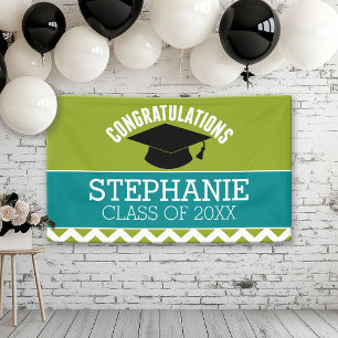 Gefeliciteerd Afstuderen - Graduatie Cap en Tekst Spandoek