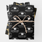 Gefeliciteerd Afstuderen Gradup Cap zwart goud Inpakpapier Vel (In situ)