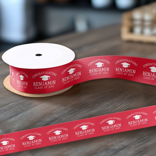 Gefeliciteerd Afstuderen Gradup rood wit Lint