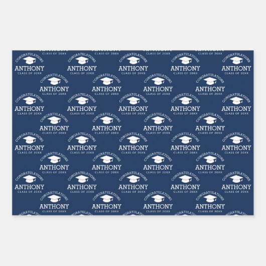 Gefeliciteerd Afstuderen Graduy Cap blauw Inpakpapier Vel (Voorkant)