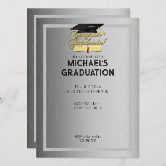 Gefeliciteerd Afstuderen grijs Afstuderen Kaart (Voorkant / Achterkant)