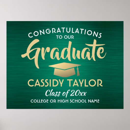 Gefeliciteerd Afstuderen Groen & Goud Afstuderen Poster (Voorkant)
