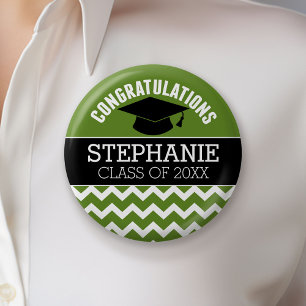 Gefeliciteerd Afstuderen - Groen zwart Afstuderen Ronde Button 5,7 Cm