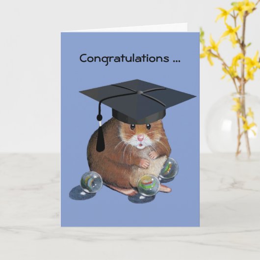 Gefeliciteerd Afstuderen: hamster: alle knikkers i Kaart (Gele Bloem)