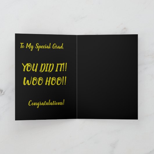 Gefeliciteerd Afstuderen kaarten Black & Gold Star (Binnen)