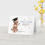 GEFELICITEERD - AFSTUDEREN- Kitty Cat - PET/STERRE Kaart (Gele Bloem)
