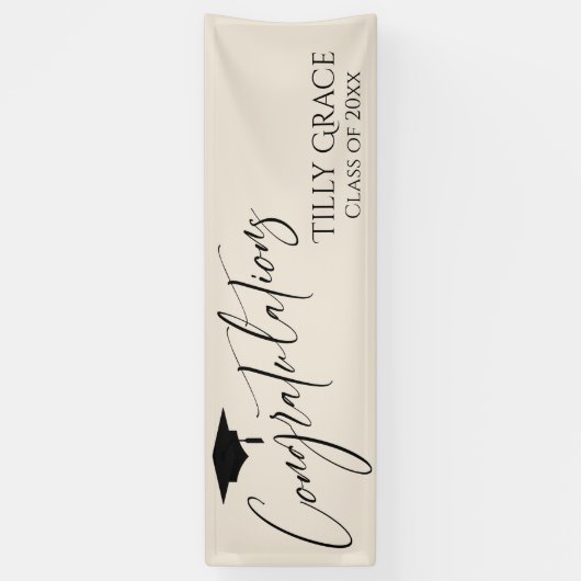 Gefeliciteerd Afstuderen Klasse van Cream Spandoek (Verticaal)