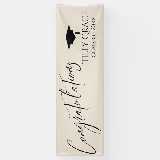 Gefeliciteerd Afstuderen Klasse van Cream Spandoek (Verticaal)