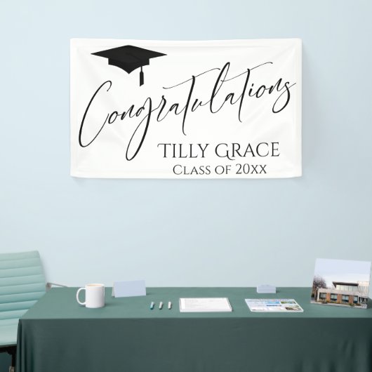 Gefeliciteerd Afstuderen Klasse Zwart-wit Spandoek (Beurs)