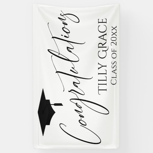 Gefeliciteerd Afstuderen Klasse Zwart-wit Spandoek (Verticaal)