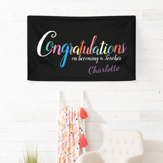 Gefeliciteerd afstuderen leraar spandoek (Insitu)