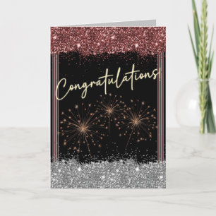 Gefeliciteerd Afstuderen Maroon & Silver Sparkle Kaart