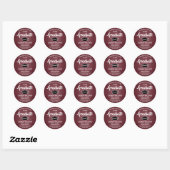 Gefeliciteerd Afstuderen Maroon & Wit Afstuderen Ronde Sticker (Vel)