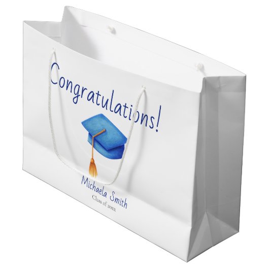 Gefeliciteerd Afstuderen met Cerulean Blue Pet Groot Cadeauzakje (Voorkant Gekanteld)