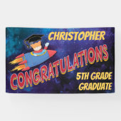 Gefeliciteerd Afstuderen met Space Rocket 5th Grad Spandoek (Horizontaal)