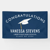 Gefeliciteerd Afstuderen Navy Spandoek (Horizontaal)