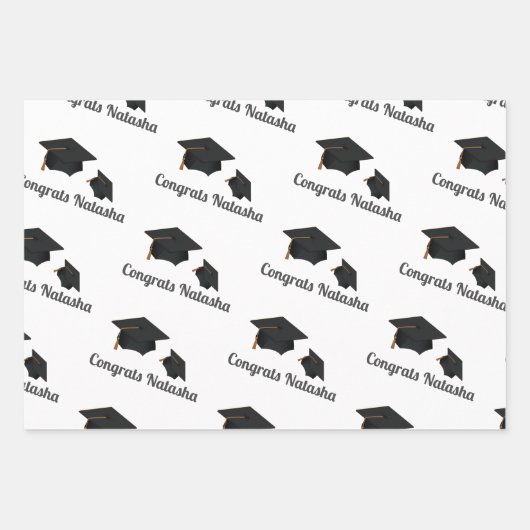 Gefeliciteerd, afstuderen op aangepaste naam inpakpapier vel (Voorkant 3)
