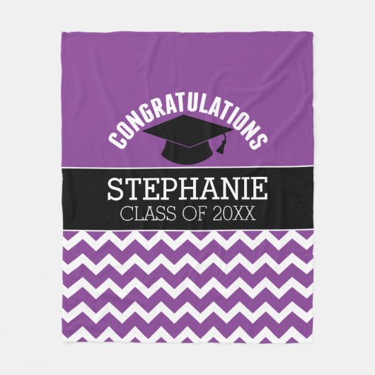 Gefeliciteerd Afstuderen - Paars zwart Afstuderen Fleece Deken (Voorkant)