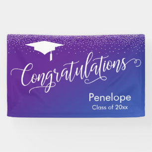 Gefeliciteerd Afstuderen Paarse & Blauwe Ombre Spandoek