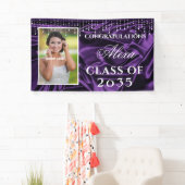 Gefeliciteerd Afstuderen Paarse Satin Diamonds Spandoek (Insitu)