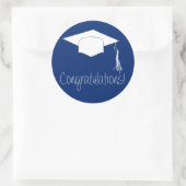 Gefeliciteerd afstuderen pet blauw ronde sticker (Tas)