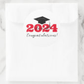Gefeliciteerd Afstuderen Pet Rood Zwart Wit Ronde Sticker (Tas)