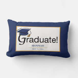 Gefeliciteerd Afstuderen, Pet, Tassel, Blue, Gold Kussen