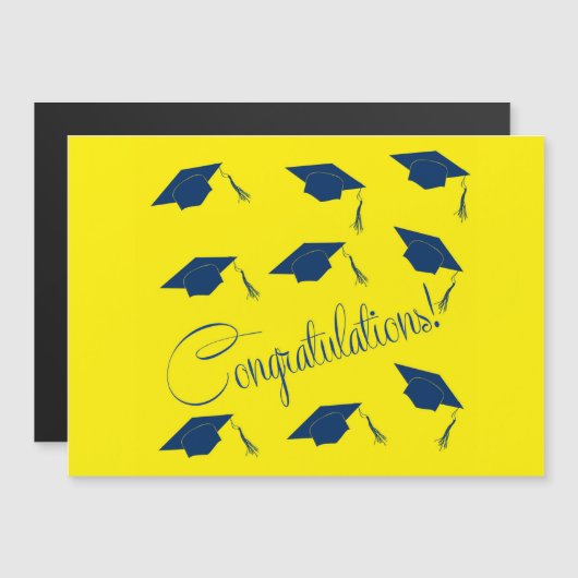 Gefeliciteerd afstuderen pet Thin Magnetic Kaart (Voorkant / Achterkant)