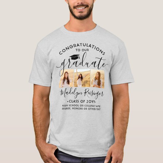 Gefeliciteerd Afstuderen Photo Collage Afstuderen T-shirt (Voorkant)