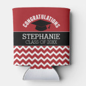 Gefeliciteerd Afstuderen - Rode Zwarte Afstuderen Blikjeskoeler (Achterkant)