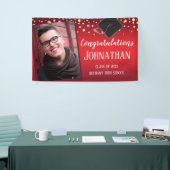 Gefeliciteerd Afstuderen Rood met Confetti Foto Spandoek (Beurs)
