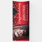 Gefeliciteerd Afstuderen Rood met Confetti Foto Spandoek (Verticaal)