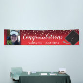 Gefeliciteerd Afstuderen Rood met Confetti Foto Spandoek (Beurs)