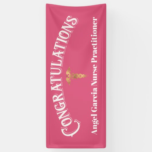 Gefeliciteerd Afstuderen Roze verpleegkundige Spandoek (Verticaal)