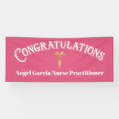 Gefeliciteerd Afstuderen Roze verpleegkundige Spandoek (Horizontaal)