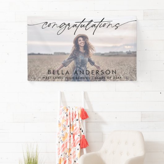 Gefeliciteerd Afstuderen Script Overlay Foto Spandoek (Insitu)