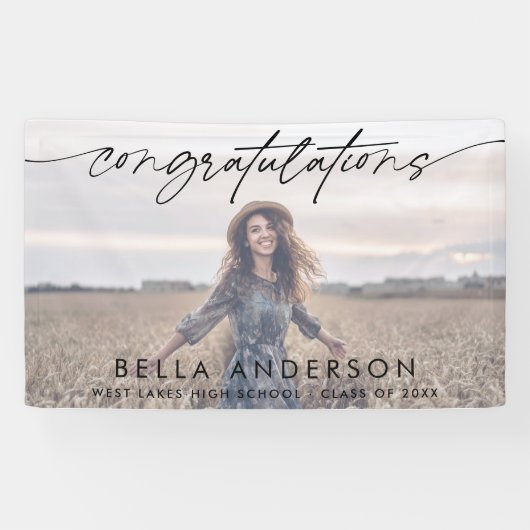 Gefeliciteerd Afstuderen Script Overlay Foto Spandoek (Horizontaal)