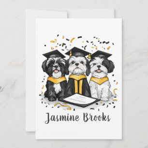 Gefeliciteerd Afstuderen Shih Tzu Dogs Aankondiging