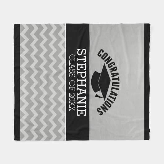 Gefeliciteerd Afstuderen Silver Black Afstuderen Fleece Deken (Voorkant (Horizontaal))