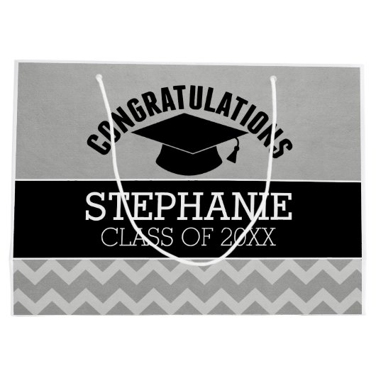 Gefeliciteerd Afstuderen - Silver Black Afstuderen Groot Cadeauzakje (Achterkant)