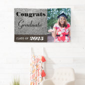 Gefeliciteerd Afstuderen Silver Glitter Banner (Insitu)