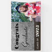 Gefeliciteerd Afstuderen Silver Glitter Banner (Verticaal)