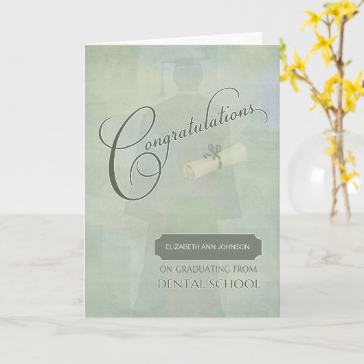 Gefeliciteerd Afstuderen tandheelkunde met naam Kaart (Gele Bloem)