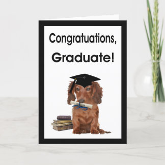 Gefeliciteerd Afstuderen - Teckel in Afstudeerder Kaart