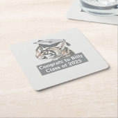 Gefeliciteerd Afstuderen Vierkante Kartonnen Onderzetter (Schuin)