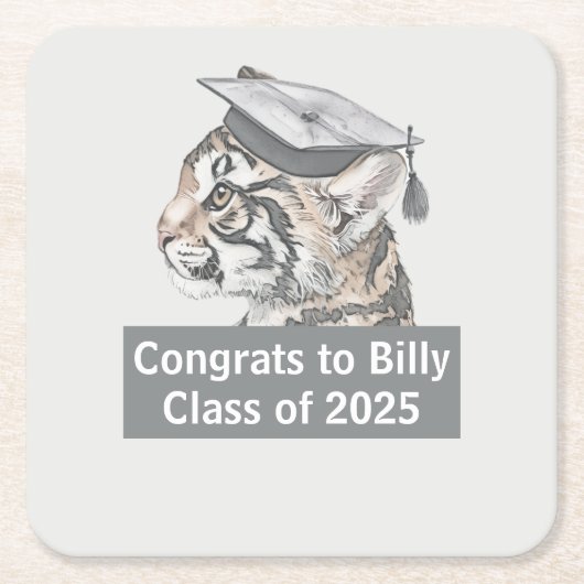 Gefeliciteerd Afstuderen Vierkante Kartonnen Onderzetter (Voorkant)