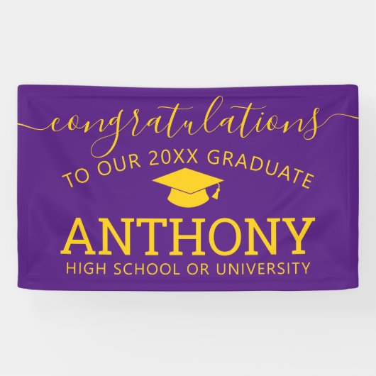 Gefeliciteerd, Afstuderen virtueel paars afstudeer Spandoek (Horizontaal)