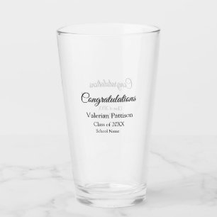 Gefeliciteerd afstuderen voeg schoolnaam eenvoudig glas
