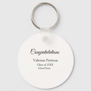 Gefeliciteerd afstuderen voeg schoolnaam eenvoudig sleutelhanger