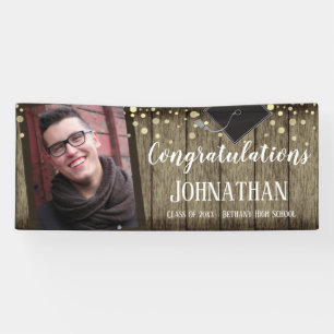 Gefeliciteerd Afstuderen Wood Confetti Foto Spandoek